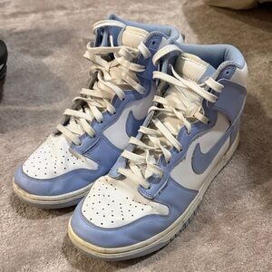 Nike Women's Light Blue and White High-Top Sneakers